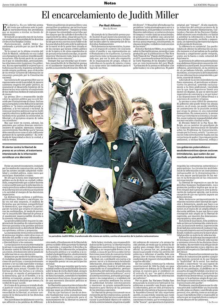 El encarcelamiento de Judith Miller