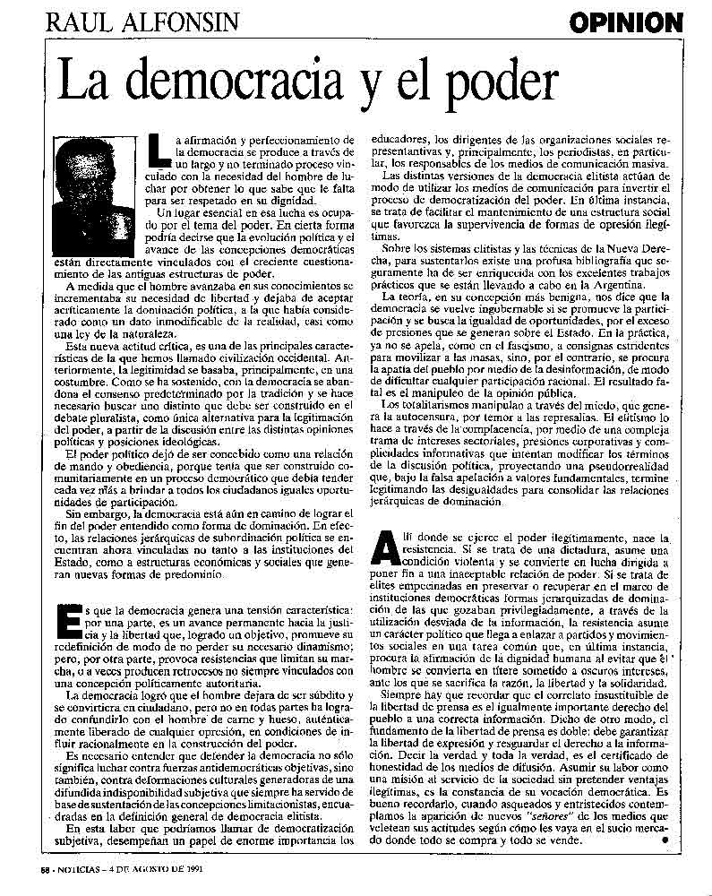 La democracia y el poder