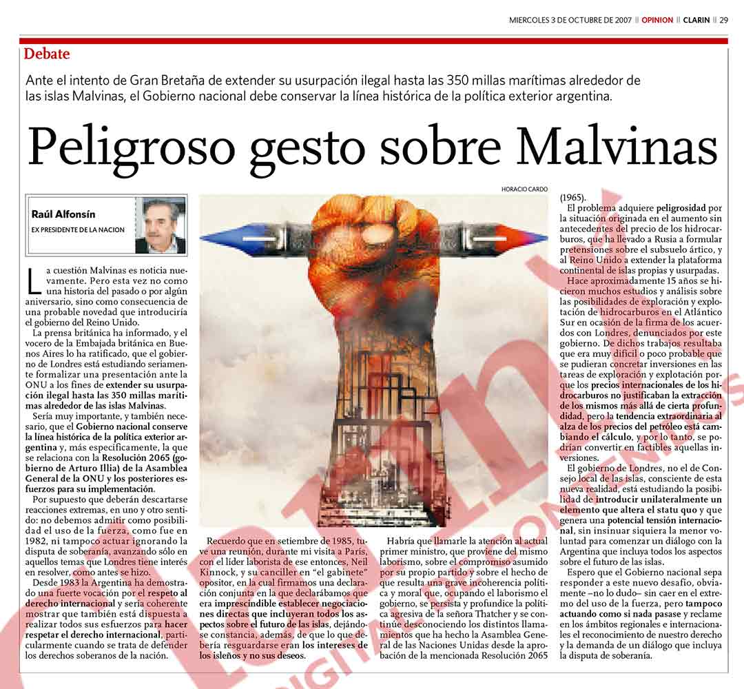 Peligroso gesto sobre Malvinas